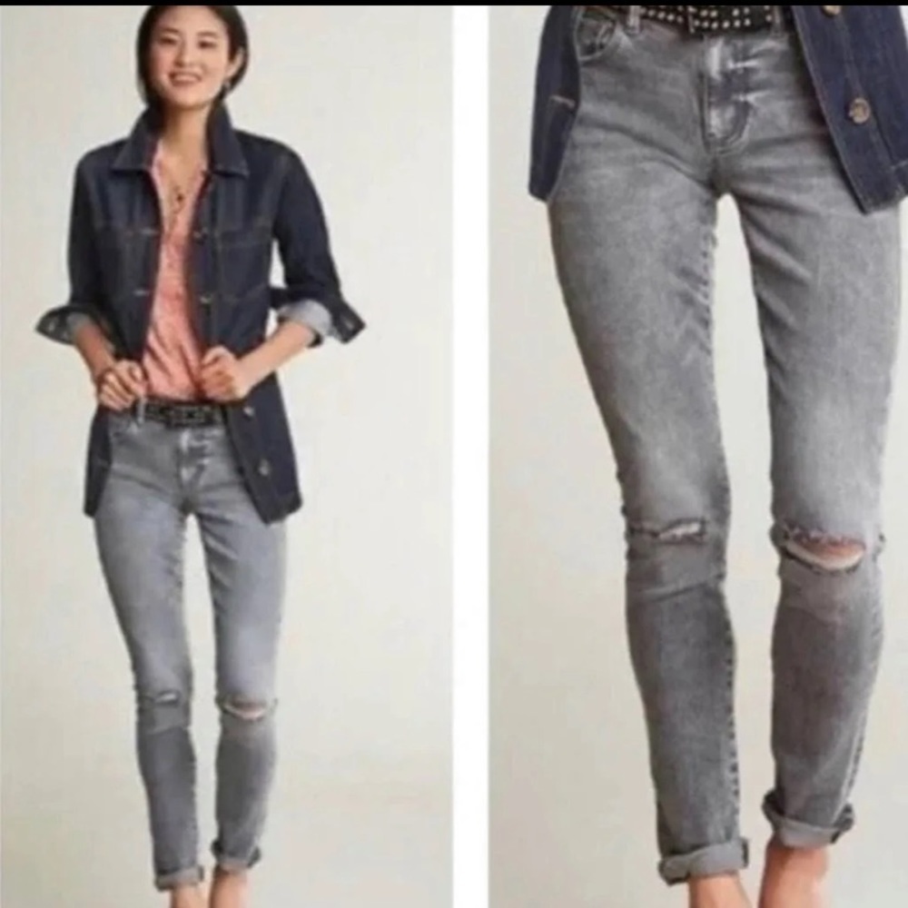 Cabi 4 High Skinny Jeans Gray and Distressed